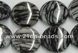 CTJ09 16 inches 20mm flat round black water jasper beads wholesale