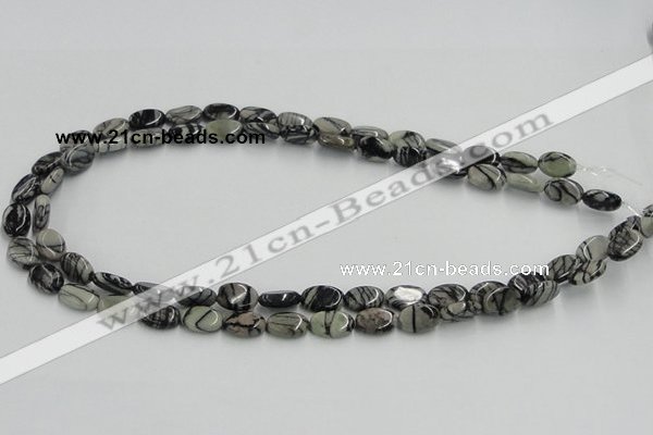 CTJ10 16 inches 8*12mm oval black water jasper beads wholesale