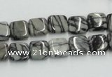 CTJ14 16 inches 10*10mm square black water jasper beads wholesale