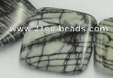 CTJ16 16 inches 35*35mm square black water jasper beads wholesale