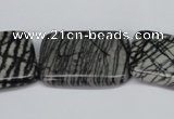 CTJ19 16 inches 25*35mm rectangle black water jasper beads wholesale