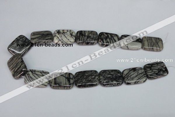 CTJ20 16 inches 20*30mm rectangle black water jasper beads wholesale