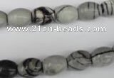 CTJ201 15.5 inches 8*10mm drum black water jasper beads wholesale