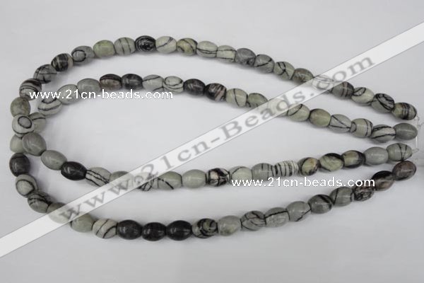 CTJ201 15.5 inches 8*10mm drum black water jasper beads wholesale