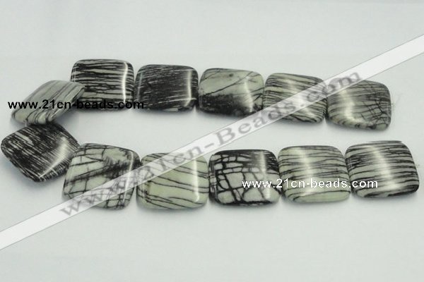 CTJ21 16 inches 40*40mm square black water jasper beads wholesale
