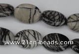 CTJ220 15.5 inches 15*20mm oval black water jasper beads wholesale