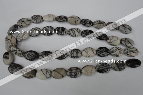 CTJ220 15.5 inches 15*20mm oval black water jasper beads wholesale