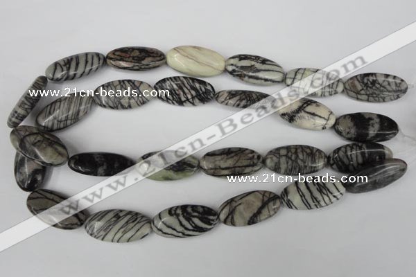 CTJ223 15.5 inches 15*30mm oval black water jasper beads wholesale