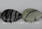 CTJ232 15.5 inches 17*24mm flat teardrop black water jasper beads