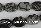 CTJ240 15.5 inches 13*18mm octagonal black water jasper beads