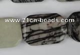 CTJ244 15.5 inches 20*30mm octagonal black water jasper beads