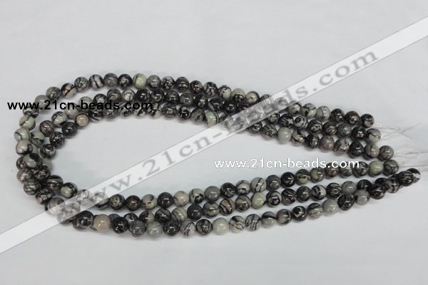 CTJ25 15.5 inches 8mm round black water jasper beads wholesale