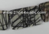 CTJ260 15.5 inches 20*30mm flat tube black water jasper beads