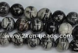 CTJ27 15.5 inches 12mm round black water jasper beads wholesale