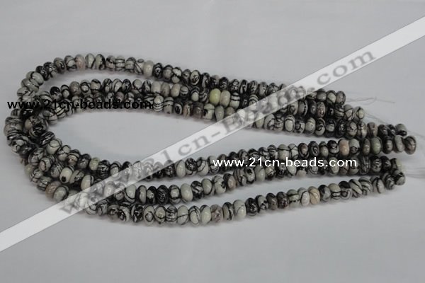 CTJ31 15.5 inches 5*10mm rondelle black water jasper beads wholesale