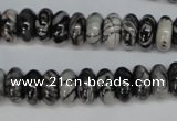 CTJ32 15.5 inches 6*12mm rondelle black water jasper beads wholesale