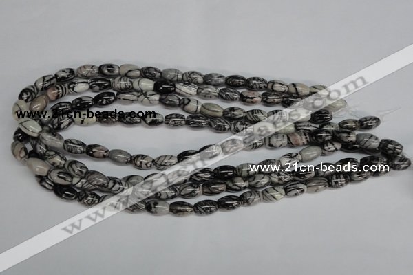 CTJ38 15.5 inches 8*12mm rice black water jasper beads wholesale