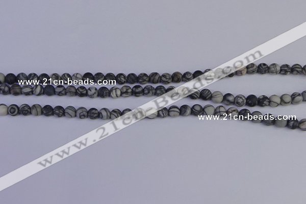 CTJ400 15.5 inches 4mm round matte black water jasper beads