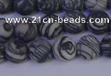 CTJ402 15.5 inches 8mm round matte black water jasper beads