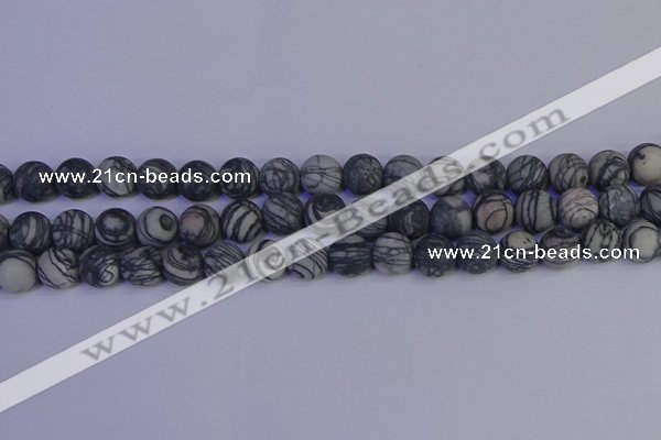 CTJ403 15.5 inches 10mm round matte black water jasper beads