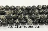 CTJ415 15.5 inches 14mm round black water jasper gemstone beads wholesale