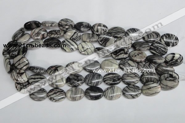 CTJ43 15.5 inches 15*20mm oval black water jasper beads wholesale