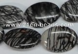 CTJ44 15.5 inches 18*25mm oval black water jasper beads wholesale