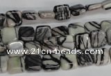 CTJ50 15.5 inches 8*8mm square black water jasper beads wholesale