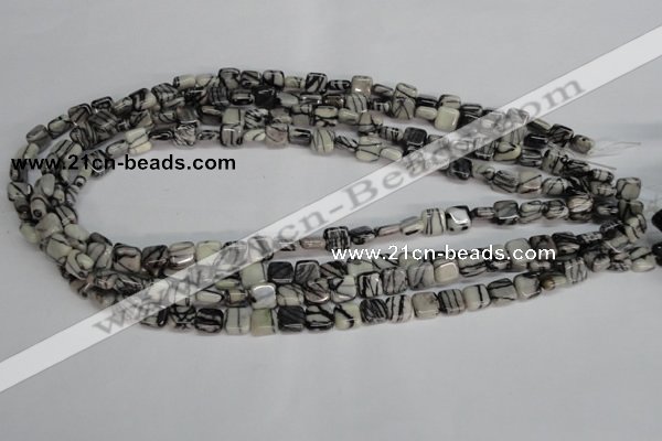 CTJ50 15.5 inches 8*8mm square black water jasper beads wholesale