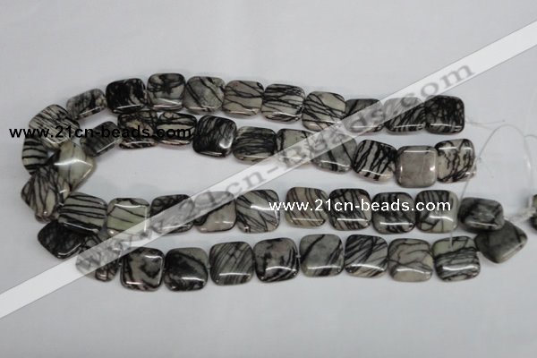 CTJ53 15.5 inches 18*18mm square black water jasper beads wholesale