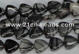 CTJ55 15.5 inches 10*10mm triangle black water jasper beads wholesale