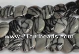 CTJ56 15.5 inches 12mm flat round black water jasper beads wholesale