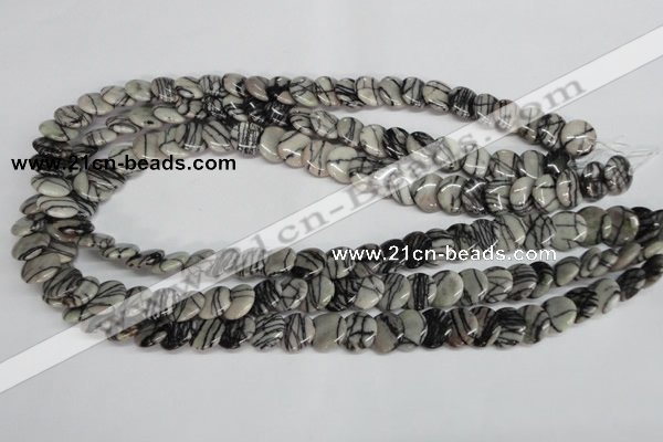 CTJ56 15.5 inches 12mm flat round black water jasper beads wholesale