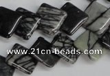 CTJ63 15.5 inches 14*14mm diamond black water jasper beads wholesale