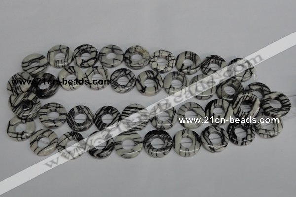 CTJ69 15.5 inches 20mm donut black water jasper beads wholesale
