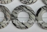 CTJ70 15.5 inches 30mm donut black water jasper beads wholesale