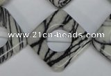 CTJ74 15.5 inches 25*25mm diamond black water jasper beads wholesale