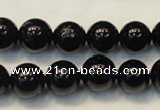 CTO104 15.5 inches 12mm round natural black tourmaline beads