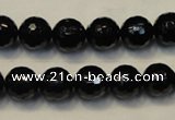 CTO109 15.5 inches 10mm faceted round natural black tourmaline beads