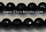 CTO110 15.5 inches 12mm faceted round natural black tourmaline beads