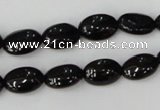 CTO123 15.5 inches 8*12mm oval black tourmaline beads