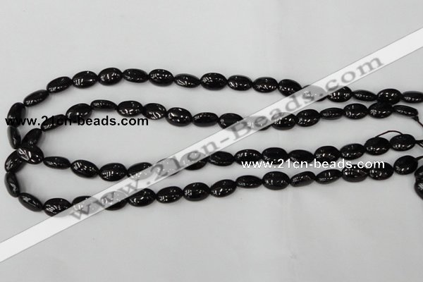 CTO123 15.5 inches 8*12mm oval black tourmaline beads