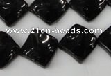 CTO130 15.5 inches 15*15mm twisted diamond black tourmaline beads