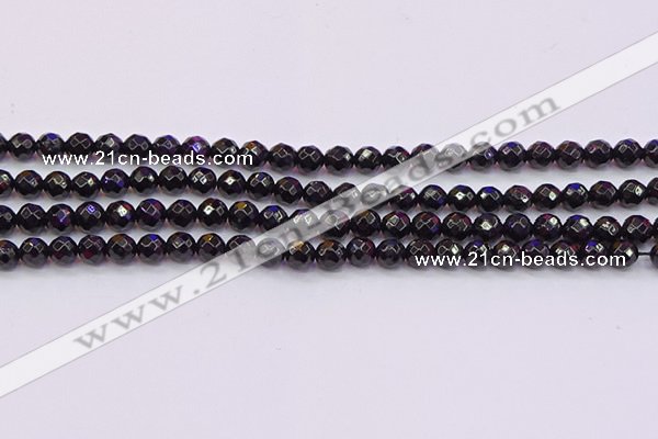 CTO136 15.5 inches 6mm faceted round black tourmaline beads