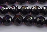 CTO137 15.5 inches 8mm faceted round black tourmaline beads