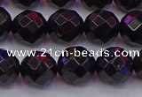 CTO138 15.5 inches 10mm faceted round black tourmaline beads