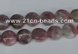 CTO202 15.5 inches 10mm flat round pink tourmaline gemstone beads