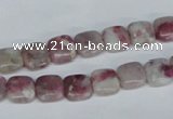 CTO205 15.5 inches 8*8mm square pink tourmaline gemstone beads