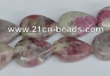 CTO214 15.5 inches 13*18mm flat teardrop pink tourmaline gemstone beads