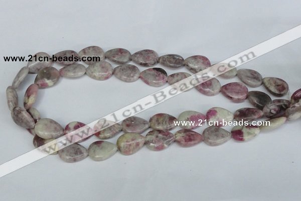 CTO214 15.5 inches 13*18mm flat teardrop pink tourmaline gemstone beads